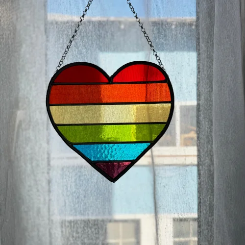 Maja Stained Glass & Mosaic - Queer Syle Stained Glass ''love'' Suncatcher