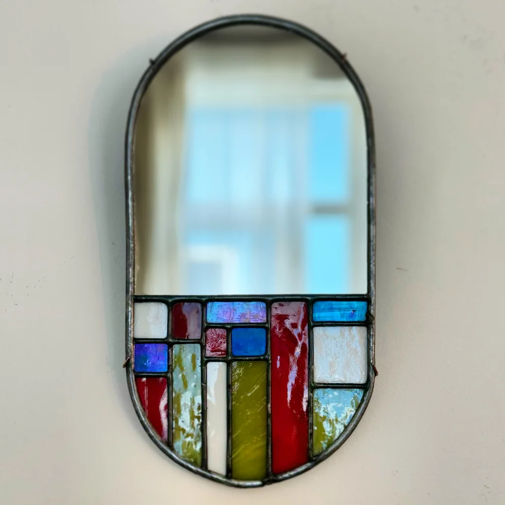 Maja Stained Glass & Mosaic - Lines Stained Glass Mirror