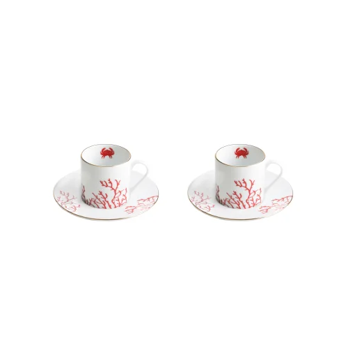 ZM Decor - Crab Turkish Coffee Cup Set Of 2 & Gift Box