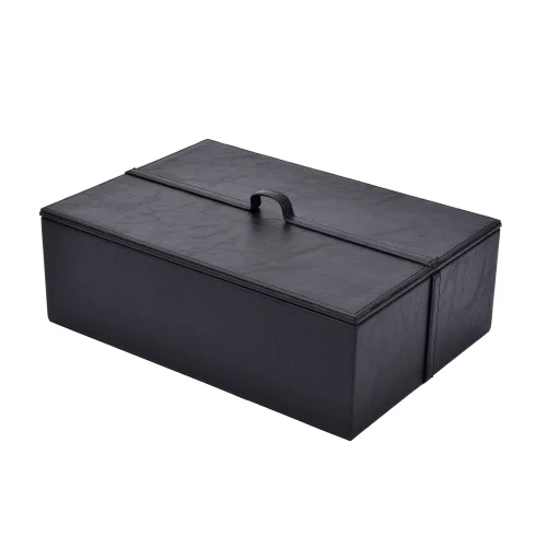 ZM Decor - Siyah Kapaklı Deri Kutu 15*25*10 Cm