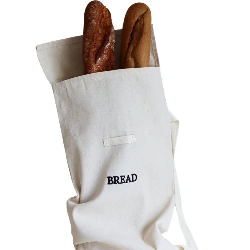 Beige & Stone - Kapaklı Taşınabilir Ekmek Saklama Çantası