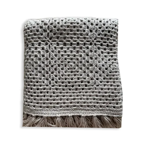 Fin All Design - Stone Color Hand-knitted Sofa Shawl