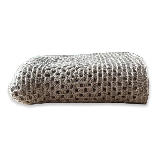 Fin All Design - Stone Color Hand-knitted Sofa Shawl