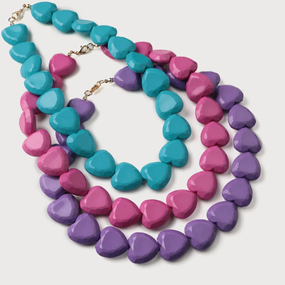 HOELO - Necklace With Pink Hearts