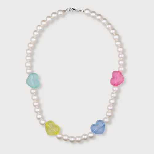 HOELO - Yellow Heart Pearl Beaded Necklace