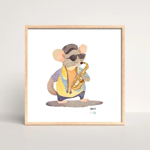 Muff Kids - Free Friends Musician Mouse Art Print Poster No:1