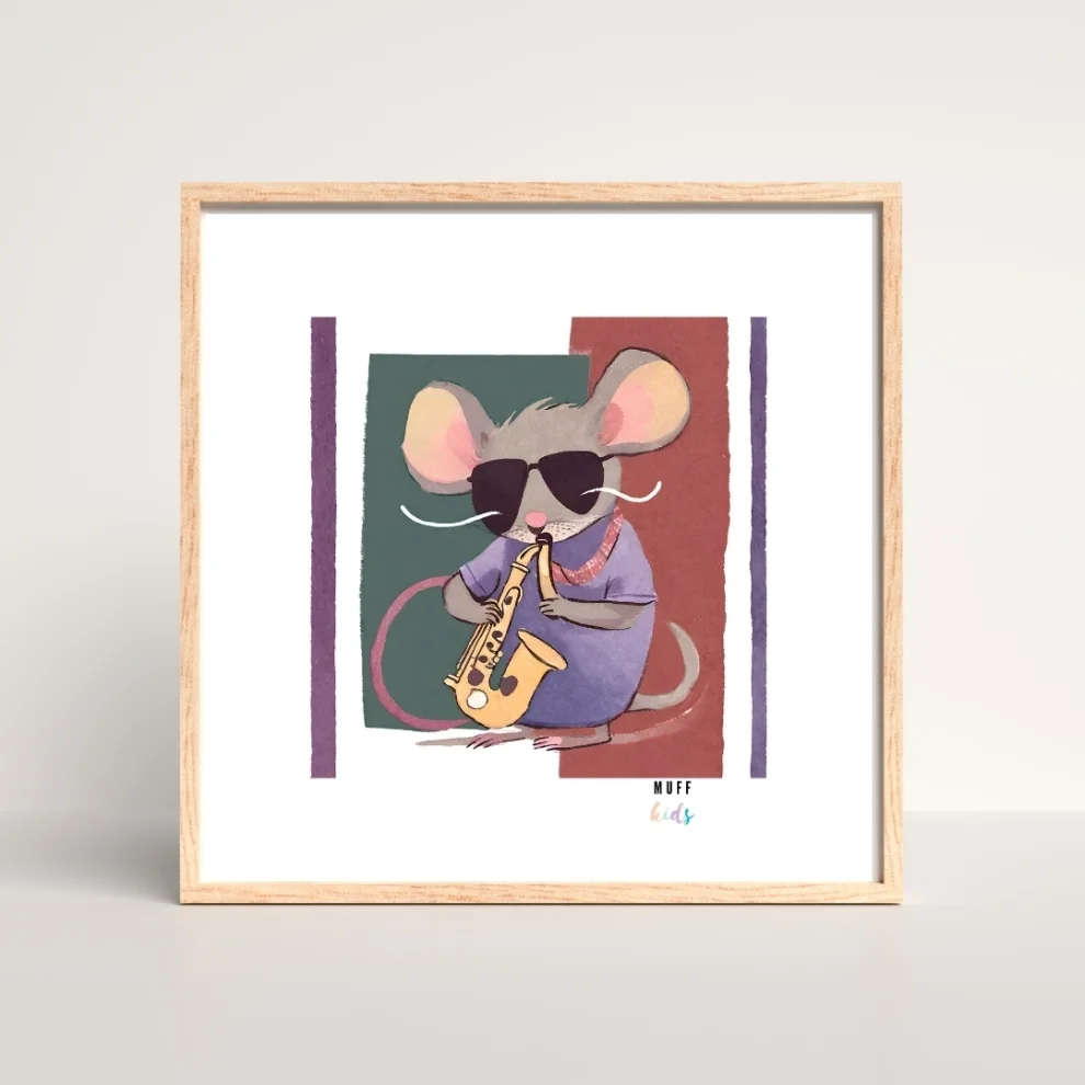 Muff Kids - Free Friends Musician Mouse Art Print Poster No:2