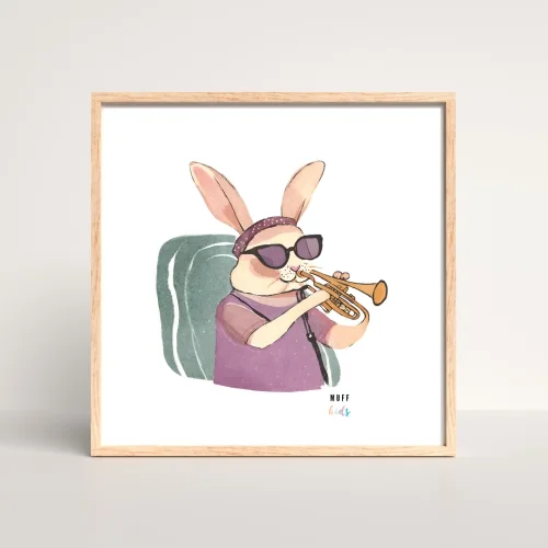 Muff Kids - Free Friends Musician Rabbit Art Print Poster No:2
