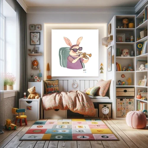 Muff Kids - Free Friends Musician Rabbit Art Print Poster No:2