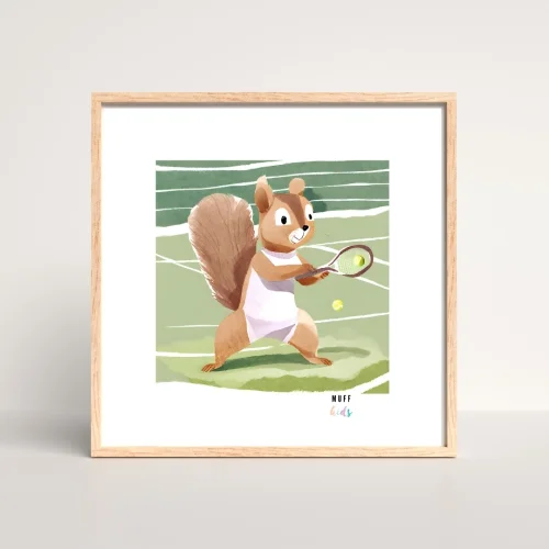 Muff Kids - Free Friends Squirrel Play Tennis Art Print Poster No:1