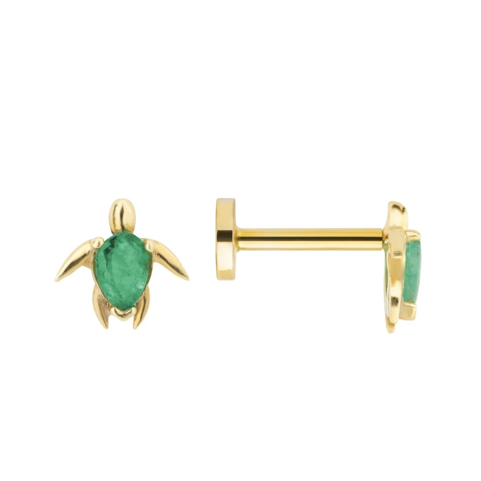 Studio D'oro - Caretta Emerald 14k Gold Piercing