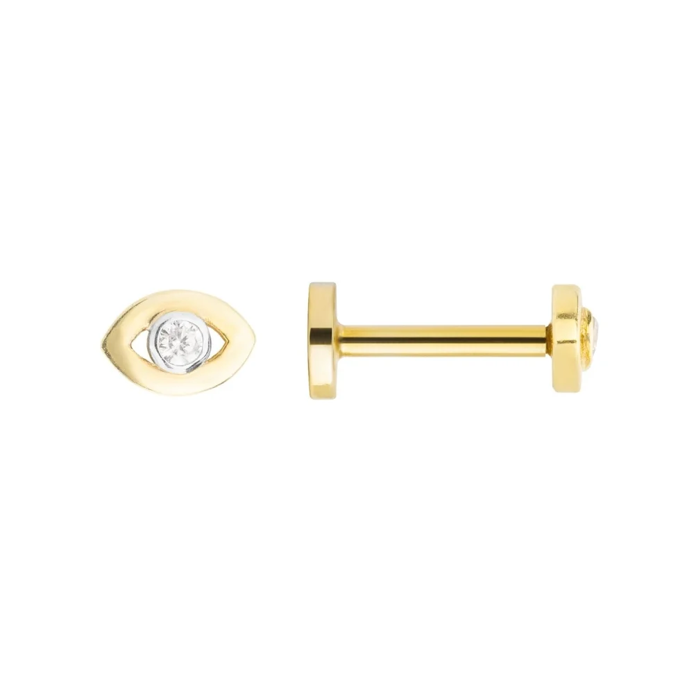 Studio D'oro - Eye Pırlantalı 14k Altın Piercing