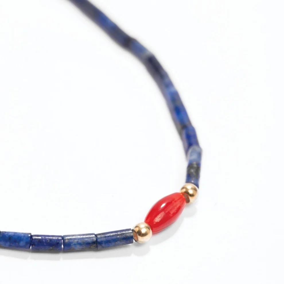 Studio D'oro - Reef Lapis Lazuli & Coral Anklet