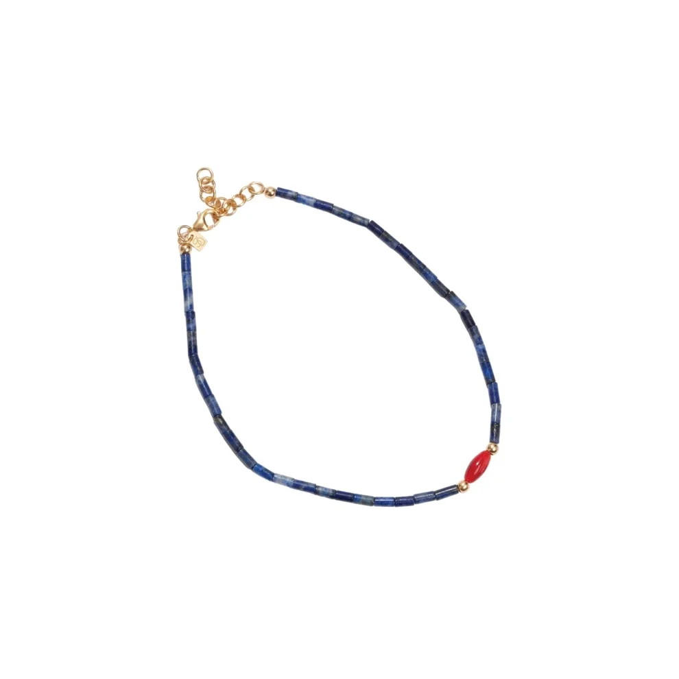 Studio D'oro - Reef Lapis Lazuli & Coral Anklet