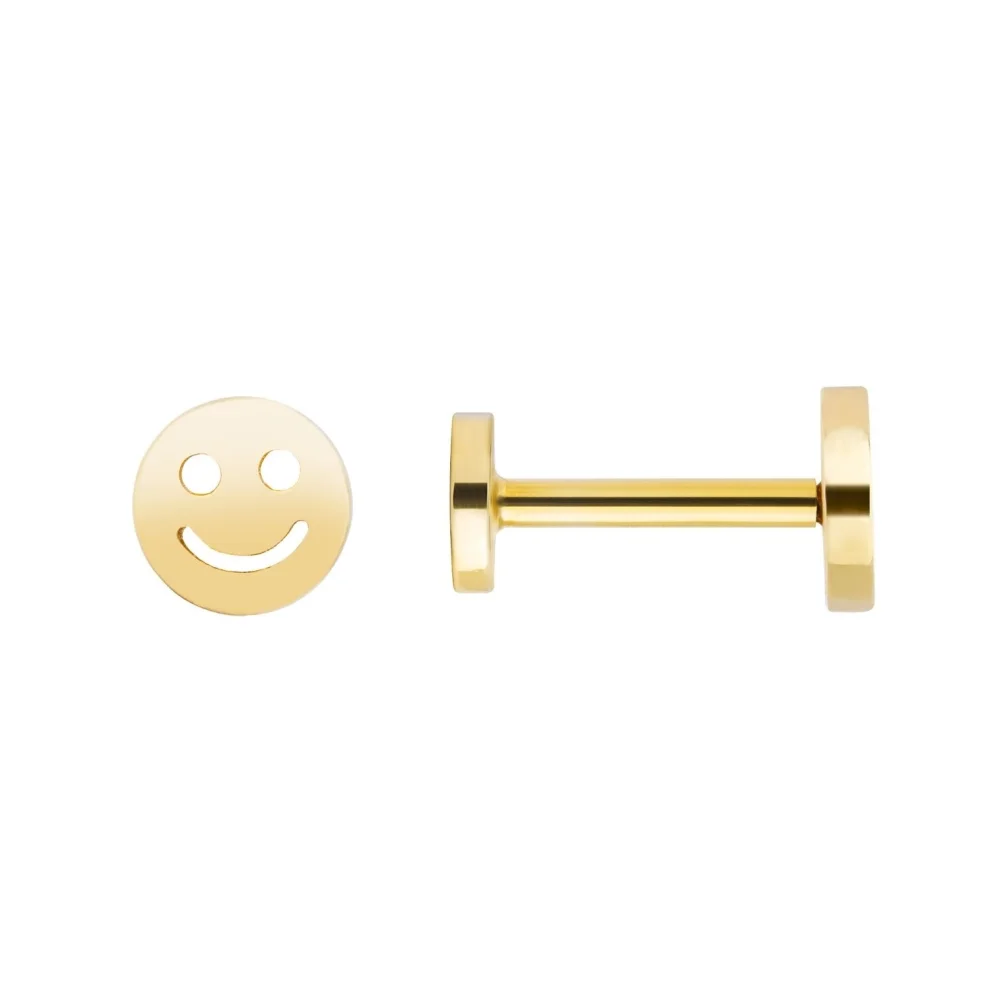 Studio D'oro - Smiley 14k Altın Piercing