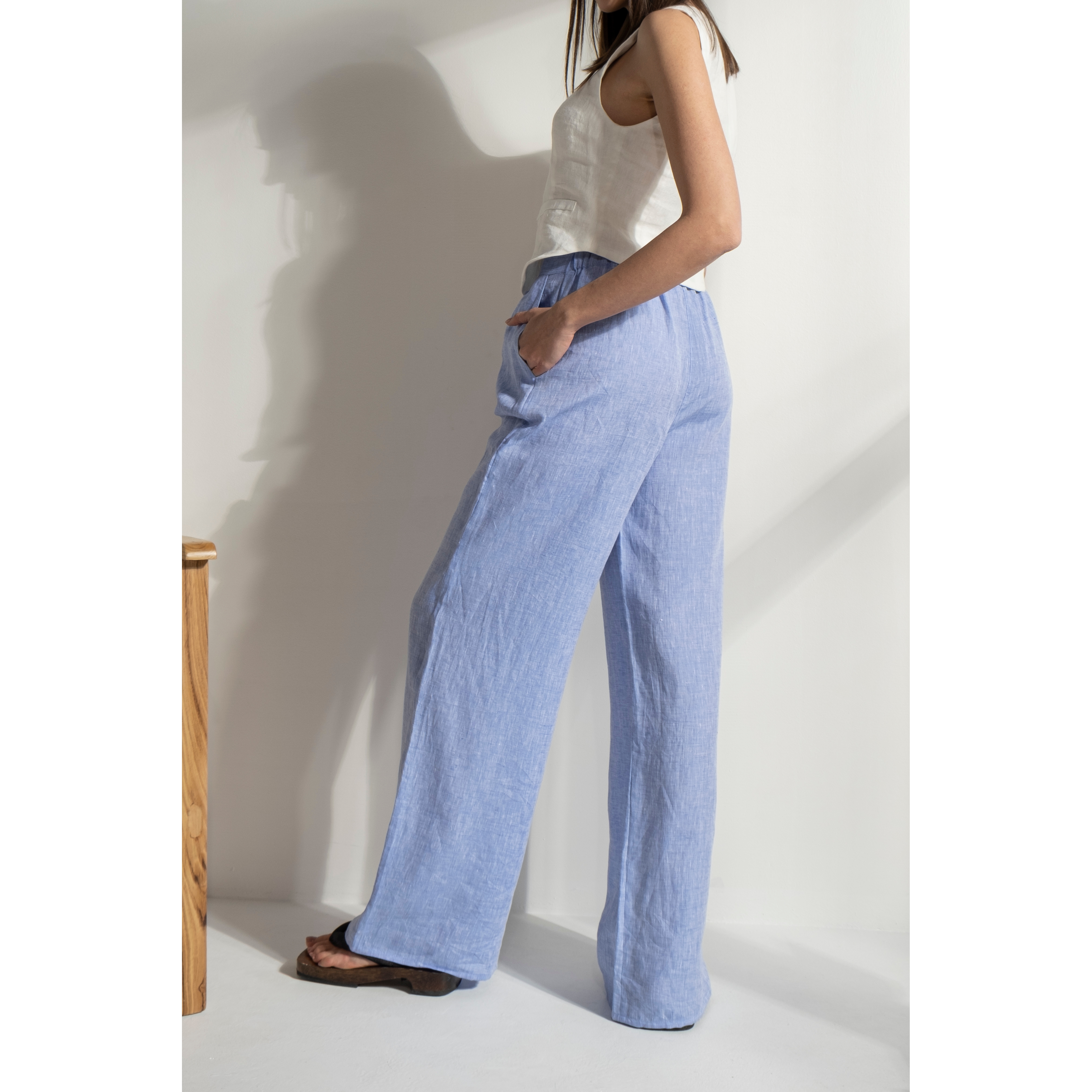 ★SCULPTOR★ Mesh Piping Linen Pants Pale Blue SC24S417BL MUSINSA | SCULPTOR Mesh Piping Linen Pants White