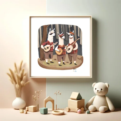 Muff Kids - The Folk Trio Of Llamas No:1 Art Print Poster