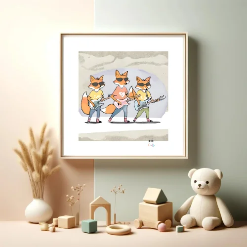 Muff Kids - The Indie Rock Band Of Foxes No:1 Art Print Poster
