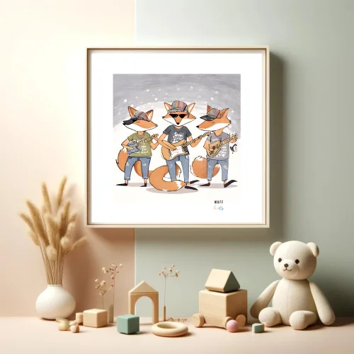 Muff Kids - The Indie Rock Band Of Foxes No:2 Art Print Poster