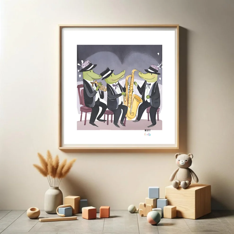 Muff Kids - The Jazz Quartet Of Crocodiles Art Print Poster