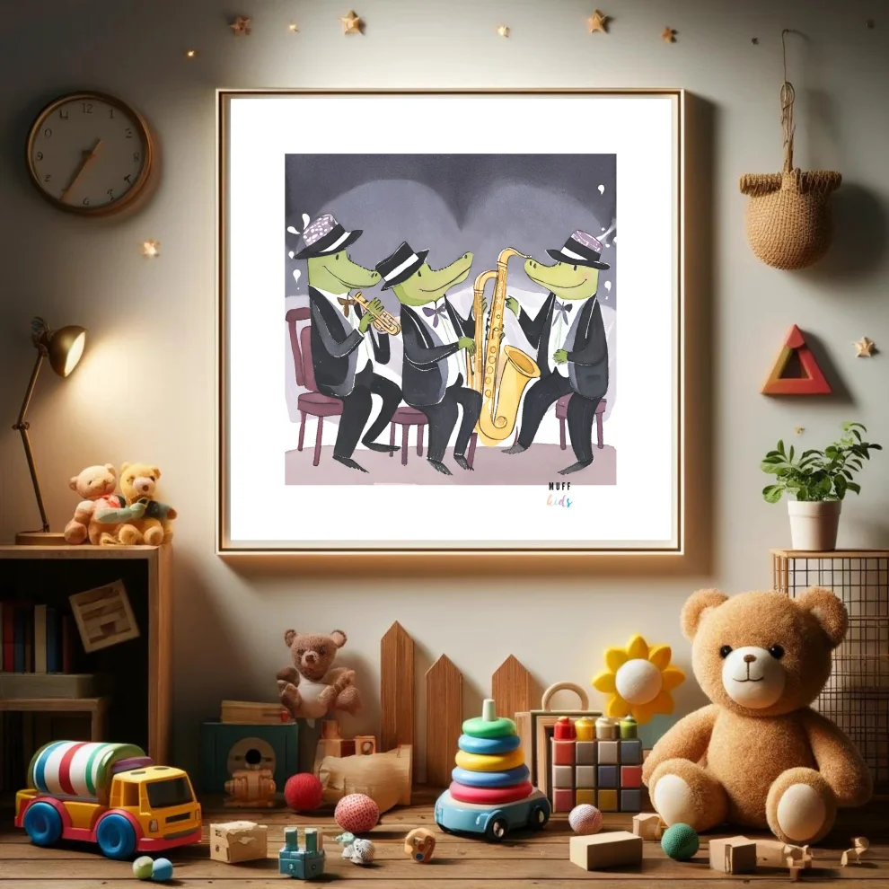 Muff Kids - The Jazz Quartet Of Crocodiles Art Print Poster