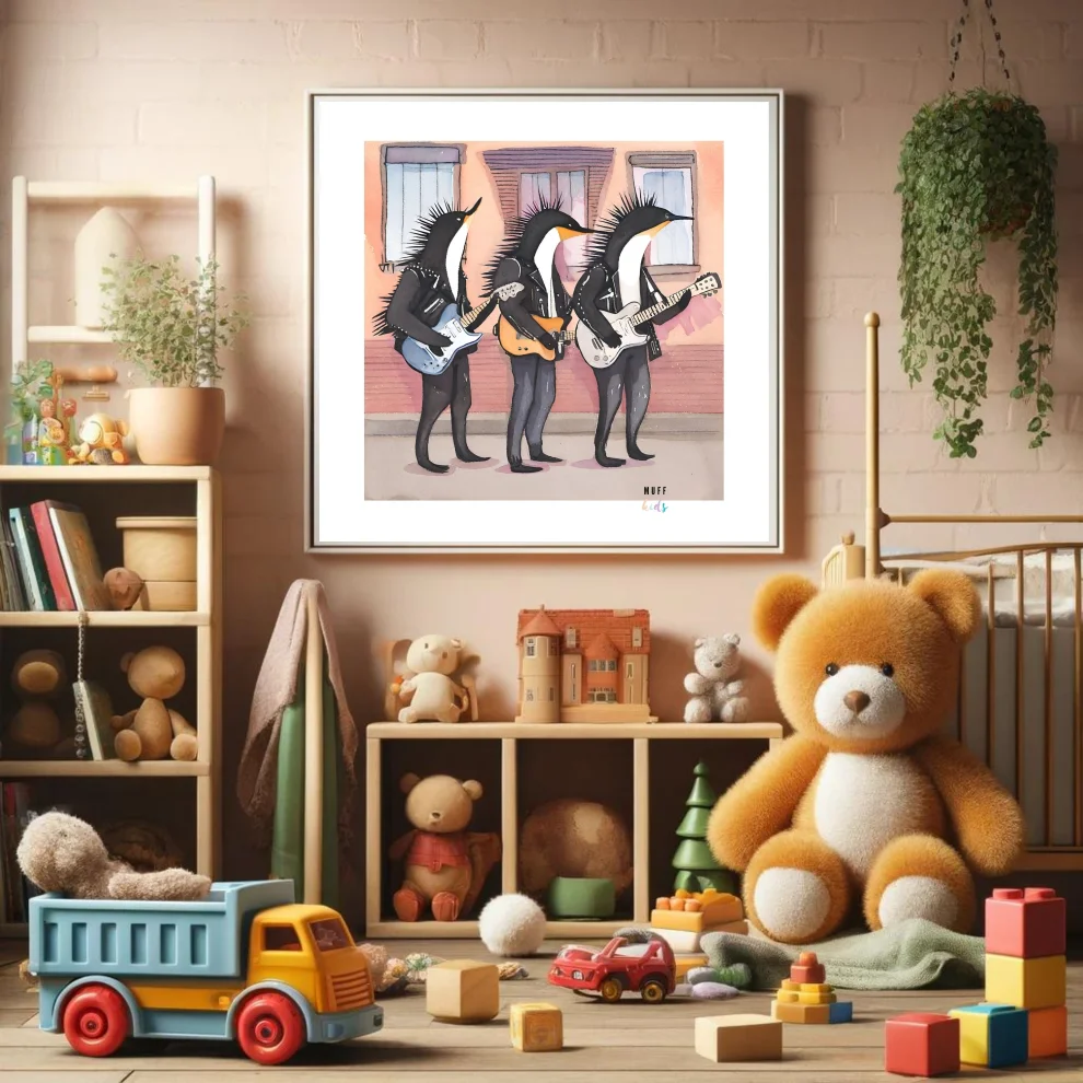 Muff Kids - The Punk Rock Penguins Art Print Poster