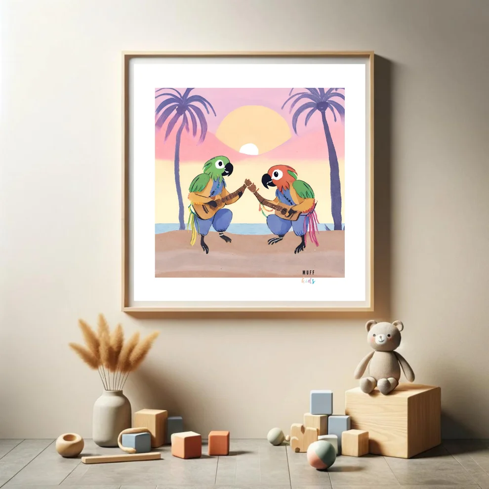 Muff Kids - The Reggae Band Of Parrots No:1 Art Print Poster