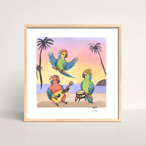 Muff Kids - The Reggae Band Of Parrots No:2 Art Print Poster