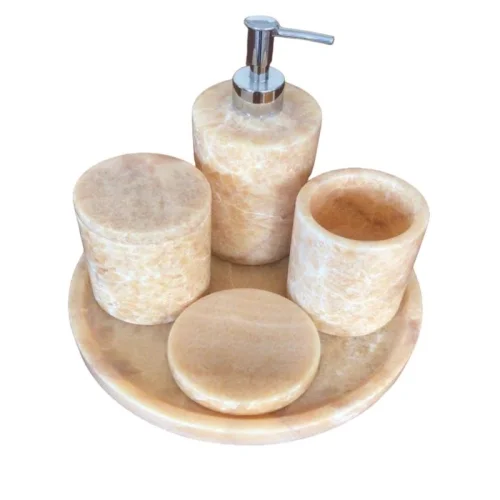 I Concept - Fulla Marble Onyx Bathroom Set Honey 5 Pieces