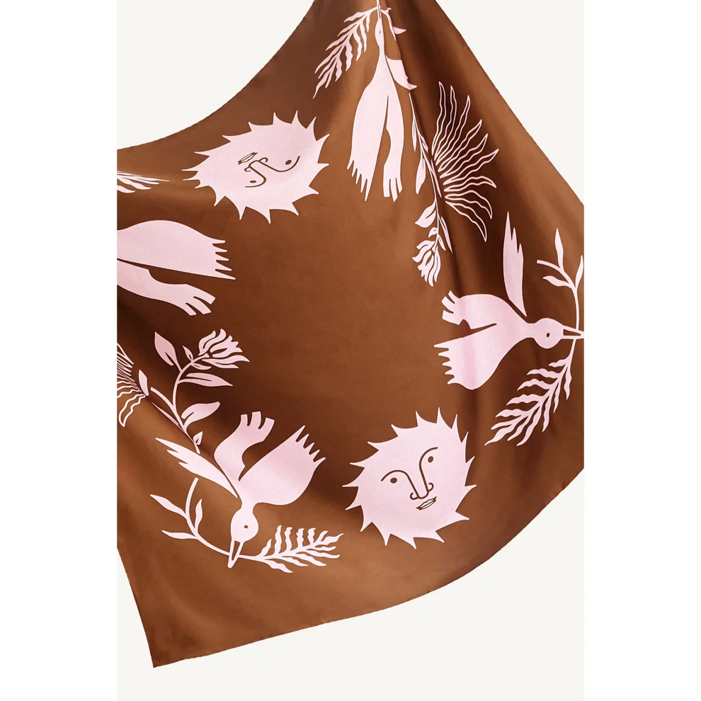 Paume - Silk Bandana Scarf Floral Earth 67 X 67 Cm