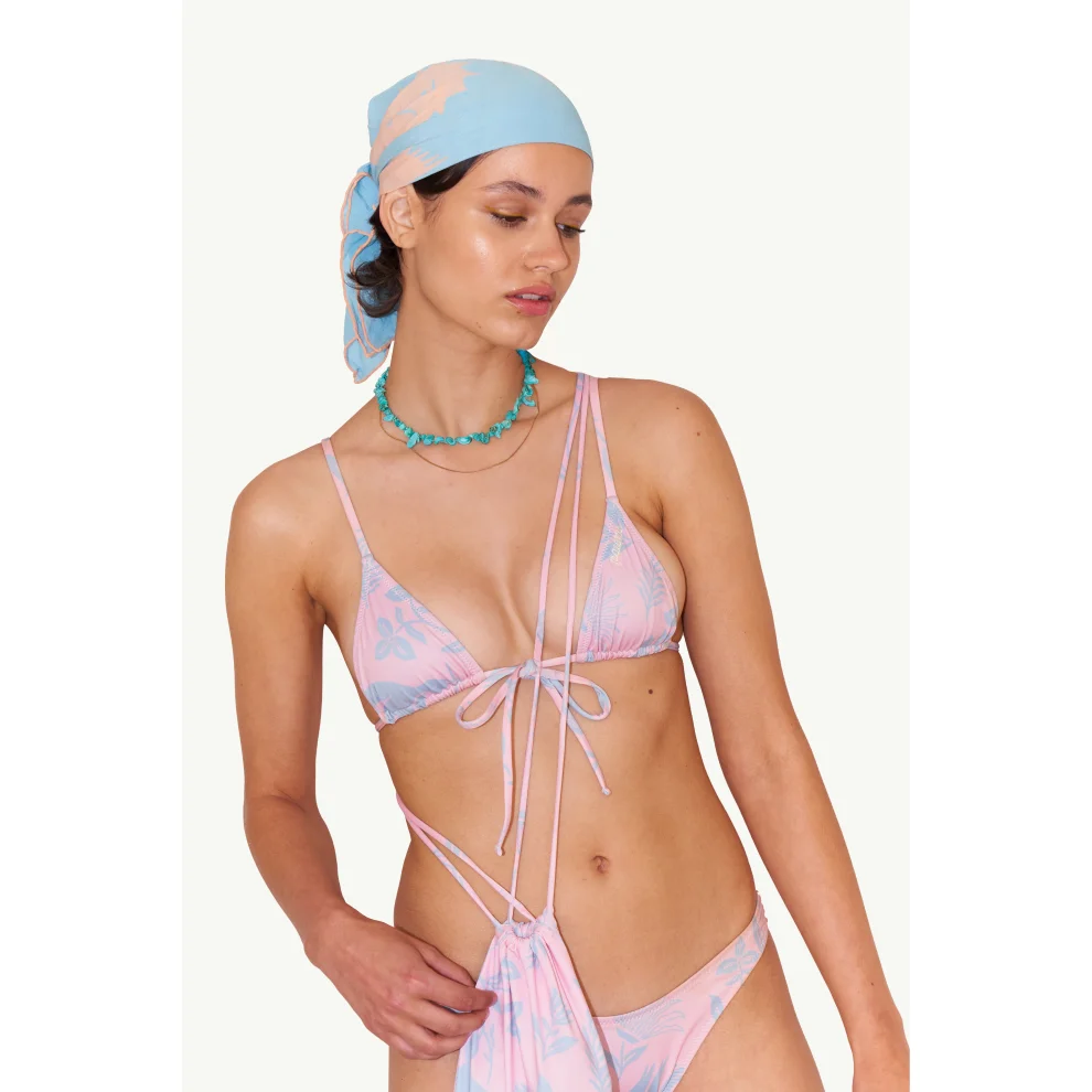 Paume - Beau Micro Triangle Bikini Top In Pink Sky