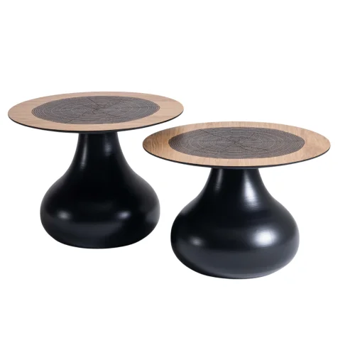Bekaliving - Haza Wooden Double Coffee Table Set