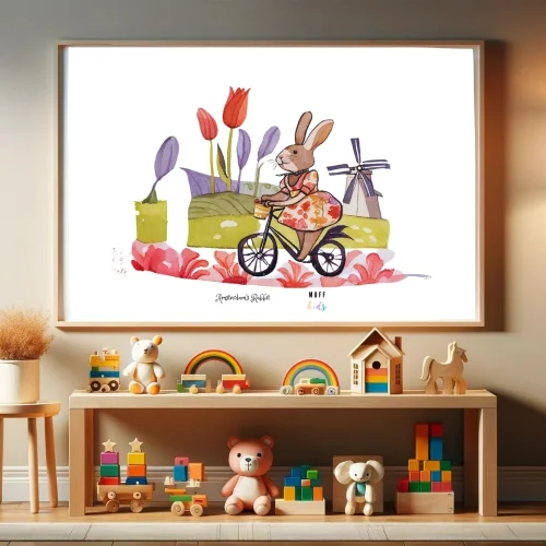 Muff Kids - Amsterdam's Rabbit - Travel Edition Art Print For Kids