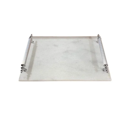 I Concept - Mergen Marble Tray With Handle White