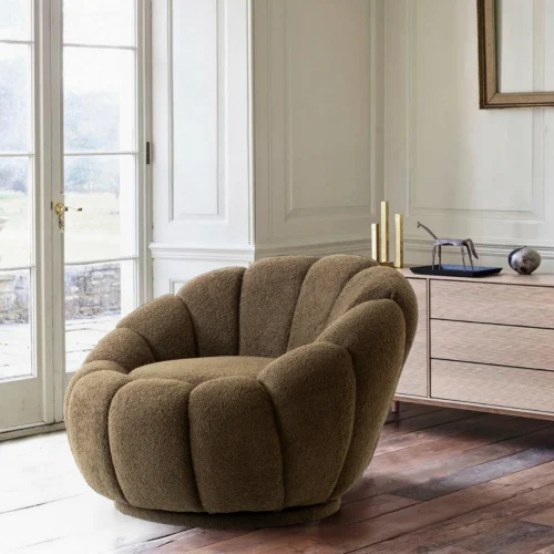 Beka Living - Potter Quilted Swivel Leg Teddy Armchair