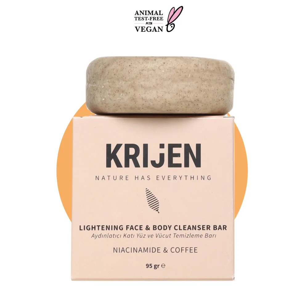 Krijen - Aydınlatıcı Etkili Niacinamide & Kahve Yüz Ve Vücut Temizleme Barı 95 Gr