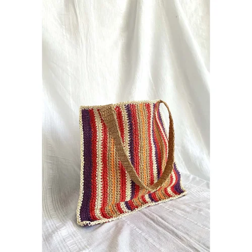 Vayu - Tony Striped Paper Yarn Handle Bag