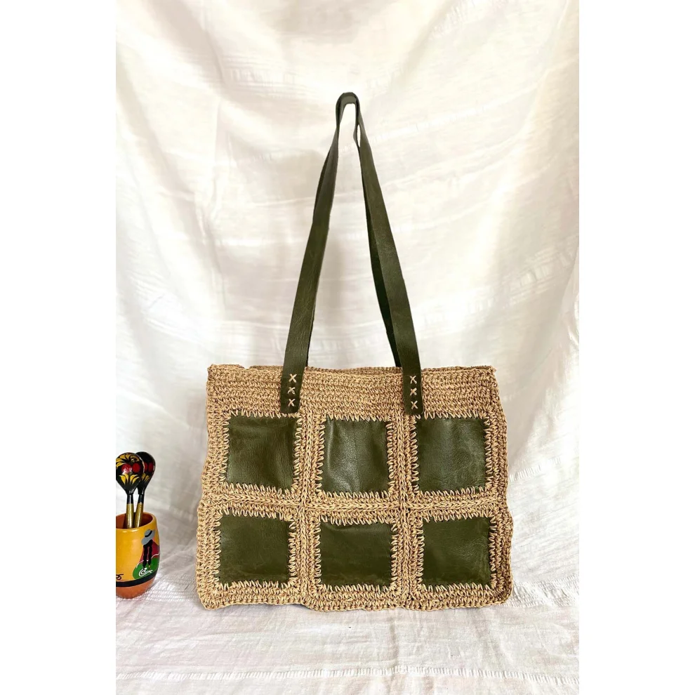 Vayu - Crochet Bag With Vegan Leather Patchwork