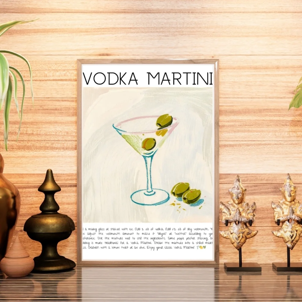 Muff Atelier - Vodka Martini Cocktail Art Print Poster