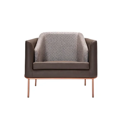 Bekaliving - Anton Rose Metal Leg Leather Detail Armchair