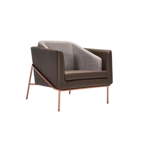 Bekaliving - Anton Rose Metal Leg Leather Detail Armchair