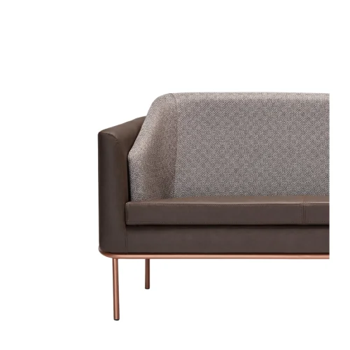 Bekaliving - Anton Rose Metal Leg Leather Detail Brown Double Sofa