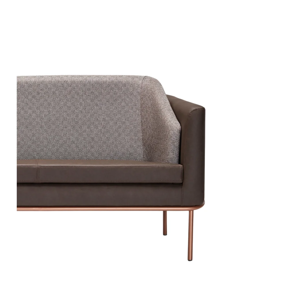 Bekaliving - Anton Rose Metal Leg Leather Detail Brown Double Sofa