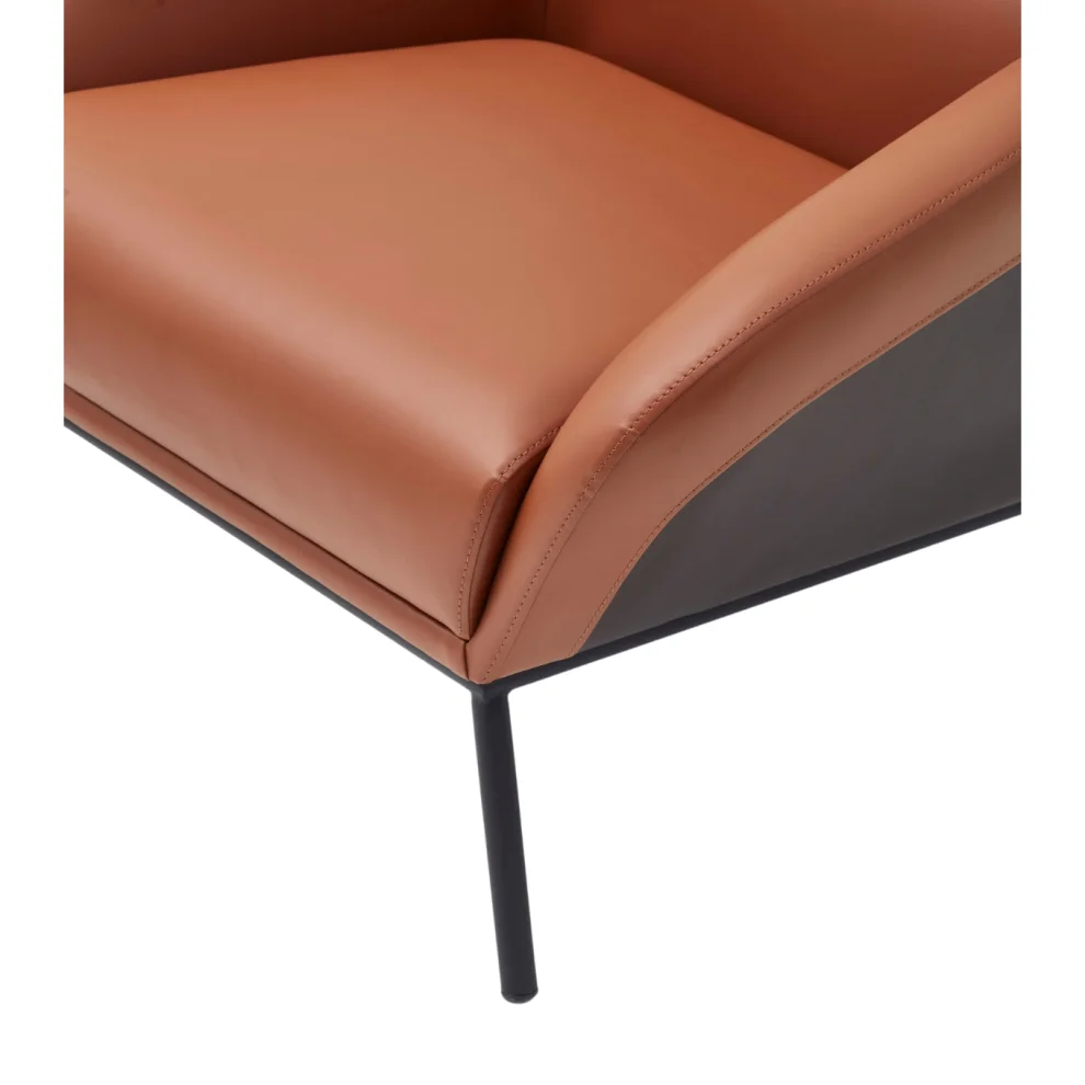 Bekaliving - Vitali Metal Leg Cinnamon Leather Armchair