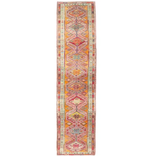 Soho Antiq - Kuzca Geometric Patterned Wool Herki Runner 91x408 Cm