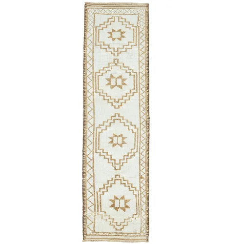 Soho Antiq - Ilgar Natural Colored Hand-woven Wool Herki Runner 91x393 Cm