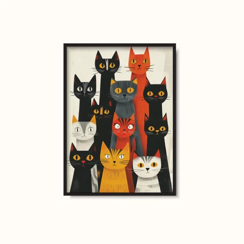 illustro - Cats Assembled - Unique Poster Art Print