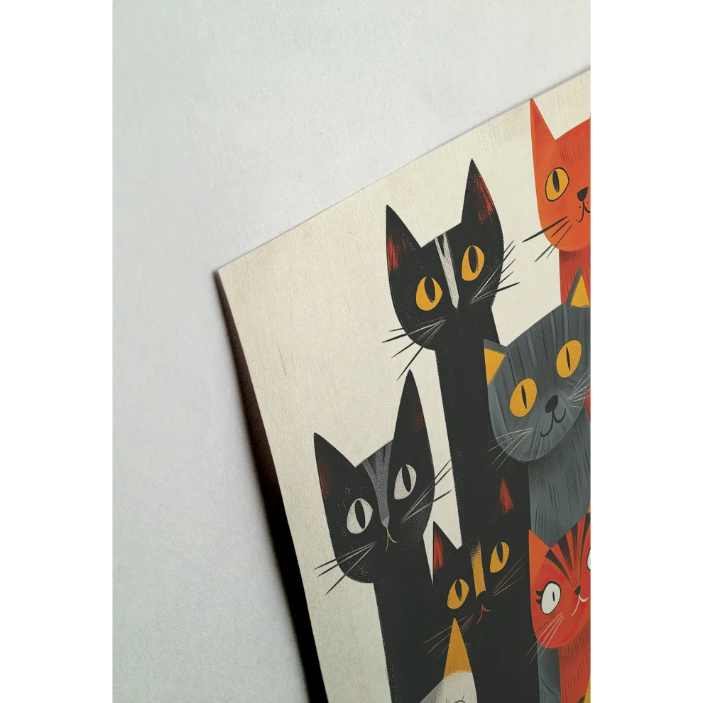 illustro - Bütün Kediler Toplandık - Özgün Tasarım Poster Art Print