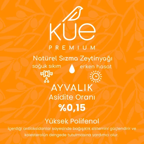 Kue Olive Oil - Premium Seri Erken Hasat Soğuk Sıkım Natürel Sızma Zeytinyağı 2x500 Ml
