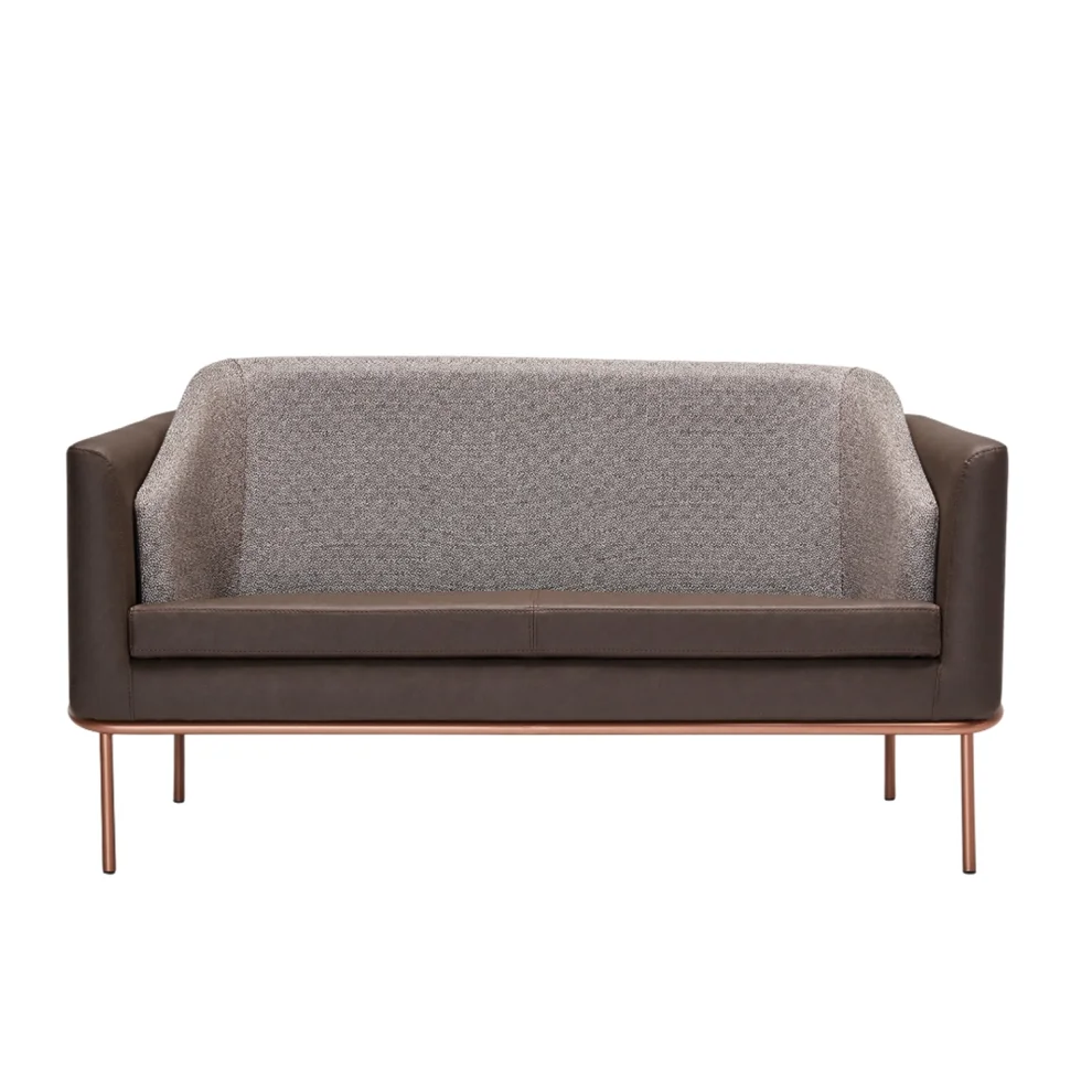 Bekaliving - Anton Rose Metal Leg Leather Detail Brown Double Sofa